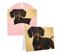 Blank Greetings Card 4'' X 6'' With Envelopes, A Cute Dachshund Thank You Cards Note Cards Pink All Occasion Cards For Christmas Holidays Birthday Graduation Anniversaries
