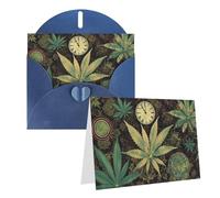 Blank Greetings Card 4'' X 6'' With Envelopes, A Puff In Time Weed Marijuana Thank You Cards Note Cards Blue All Occasion Cards For Christmas Holidays Birthday Graduation Anniversaries