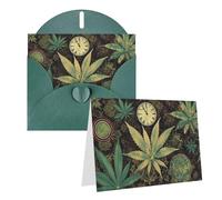 Blank Greetings Card 4'' X 6'' With Envelopes, A Puff In Time Weed Marijuana Thank You Cards Note Cards Dark Green All Occasion Cards For Christmas Holidays Birthday Graduation Anniversaries
