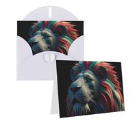Blank Greetings Card 4'' X 6'' With Envelopes, Abstract 3d Art Lion Thank You Cards Note Cards White All Occasion Cards For Christmas Holidays Birthday Graduation Anniversaries