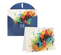 Blank Greetings Card 4'' X 6'' With Envelopes, Abstract Music Themed Thank You Cards Note Cards Blue All Occasion Cards For Christmas Holidays Birthday Graduation Anniversaries