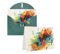 Blank Greetings Card 4'' X 6'' With Envelopes, Abstract Music Themed Thank You Cards Note Cards Dark Green All Occasion Cards For Christmas Holidays Birthday Graduation Anniversaries