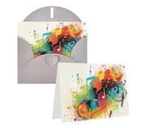 Blank Greetings Card 4'' X 6'' With Envelopes, Abstract Music Themed Thank You Cards Note Cards Gray All Occasion Cards For Christmas Holidays Birthday Graduation Anniversaries