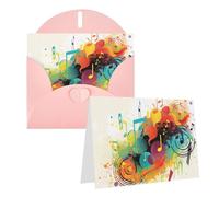 Blank Greetings Card 4'' X 6'' With Envelopes, Abstract Music Themed Thank You Cards Note Cards Pink All Occasion Cards For Christmas Holidays Birthday Graduation Anniversaries