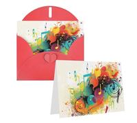 Blank Greetings Card 4'' X 6'' With Envelopes, Abstract Music Themed Thank You Cards Note Cards Red All Occasion Cards For Christmas Holidays Birthday Graduation Anniversaries