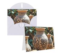 Blank Greetings Card 4'' X 6'' With Envelopes, Africa Ethnic Pottery Thank You Cards Note Cards White All Occasion Cards For Christmas Holidays Birthday Graduation Anniversaries
