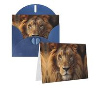 Blank Greetings Card 4'' X 6'' With Envelopes, African Lion Head Thank You Cards Note Cards Blue All Occasion Cards For Christmas Holidays Birthday Graduation Anniversaries