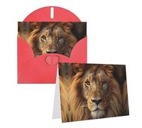 Blank Greetings Card 4'' X 6'' With Envelopes, African Lion Head Thank You Cards Note Cards Red All Occasion Cards For Christmas Holidays Birthday Graduation Anniversaries