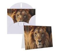 Blank Greetings Card 4'' X 6'' With Envelopes, African Lion Head Thank You Cards Note Cards White All Occasion Cards For Christmas Holidays Birthday Graduation Anniversaries