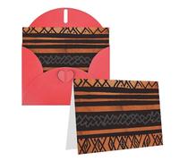 Blank Greetings Card 4'' X 6'' With Envelopes, African Mud Cloth Tribal Thank You Cards Note Cards Red All Occasion Cards For Christmas Holidays Birthday Graduation Anniversaries