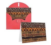 Blank Greetings Card 4'' X 6'' With Envelopes, African Mud Cloth Tribal Thank You Cards Note Cards Red All Occasion Cards For Christmas Holidays Birthday Graduation Anniversaries