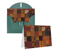 Blank Greetings Card 4'' X 6'' With Envelopes, African Style Patchwork Thank You Cards Note Cards Dark Green All Occasion Cards For Christmas Holidays Birthday Graduation Anniversaries