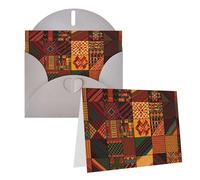 Blank Greetings Card 4'' X 6'' With Envelopes, African Style Patchwork Thank You Cards Note Cards Gray All Occasion Cards For Christmas Holidays Birthday Graduation Anniversaries