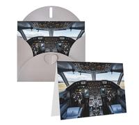 Blank Greetings Card 4'' X 6'' With Envelopes, Airplane Cockpit Thank You Cards Note Cards Gray All Occasion Cards For Christmas Holidays Birthday Graduation Anniversaries
