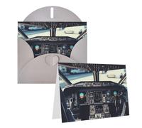 Blank Greetings Card 4'' X 6'' With Envelopes, Airplane Cockpit Thank You Cards Note Cards Gray All Occasion Cards For Christmas Holidays Birthday Graduation Anniversaries