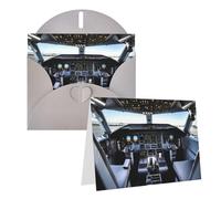 Blank Greetings Card 4'' X 6'' With Envelopes, Airplane Cockpit Thank You Cards Note Cards Gray All Occasion Cards For Christmas Holidays Birthday Graduation Anniversaries