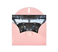 Blank Greetings Card 4'' X 6'' With Envelopes, Airplane Cockpit Thank You Cards Note Cards Pink All Occasion Cards For Christmas Holidays Birthday Graduation Anniversaries