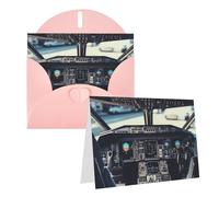 Blank Greetings Card 4'' X 6'' With Envelopes, Airplane Cockpit Thank You Cards Note Cards Pink All Occasion Cards For Christmas Holidays Birthday Graduation Anniversaries