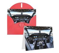 Blank Greetings Card 4'' X 6'' With Envelopes, Airplane Cockpit Thank You Cards Note Cards Red All Occasion Cards For Christmas Holidays Birthday Graduation Anniversaries