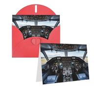 Blank Greetings Card 4'' X 6'' With Envelopes, Airplane Cockpit Thank You Cards Note Cards Red All Occasion Cards For Christmas Holidays Birthday Graduation Anniversaries