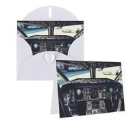 Blank Greetings Card 4'' X 6'' With Envelopes, Airplane Cockpit Thank You Cards Note Cards White All Occasion Cards For Christmas Holidays Birthday Graduation Anniversaries