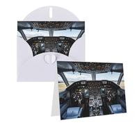Blank Greetings Card 4'' X 6'' With Envelopes, Airplane Cockpit Thank You Cards Note Cards White All Occasion Cards For Christmas Holidays Birthday Graduation Anniversaries