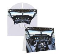 Blank Greetings Card 4'' X 6'' With Envelopes, Airplane Cockpit Thank You Cards Note Cards White All Occasion Cards For Christmas Holidays Birthday Graduation Anniversaries