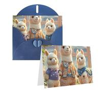 Blank Greetings Card 4'' X 6'' With Envelopes, Alpacas Together Thank You Cards Note Cards Blue All Occasion Cards For Christmas Holidays Birthday Graduation Anniversaries