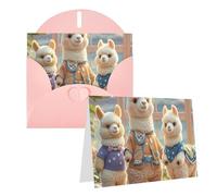 Blank Greetings Card 4'' X 6'' With Envelopes, Alpacas Together Thank You Cards Note Cards Pink All Occasion Cards For Christmas Holidays Birthday Graduation Anniversaries