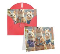 Blank Greetings Card 4'' X 6'' With Envelopes, Alpacas Together Thank You Cards Note Cards Red All Occasion Cards For Christmas Holidays Birthday Graduation Anniversaries