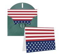 Blank Greetings Card 4'' X 6'' With Envelopes, American Flag Stars Stripes Thank You Cards Note Cards Dark Green All Occasion Cards For Christmas Holidays Birthday Graduation Anniversaries