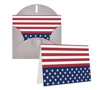 Blank Greetings Card 4'' X 6'' With Envelopes, American Flag Stars Stripes Thank You Cards Note Cards Gray All Occasion Cards For Christmas Holidays Birthday Graduation Anniversaries