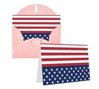 Blank Greetings Card 4'' X 6'' With Envelopes, American Flag Stars Stripes Thank You Cards Note Cards Pink All Occasion Cards For Christmas Holidays Birthday Graduation Anniversaries