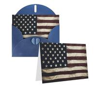 Blank Greetings Card 4'' X 6'' With Envelopes, American Flag Thank You Cards Note Cards Blue All Occasion Cards For Christmas Holidays Birthday Graduation Anniversaries