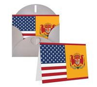 Blank Greetings Card 4'' X 6'' With Envelopes, American Spain Flag Thank You Cards Note Cards Gray All Occasion Cards For Christmas Holidays Birthday Graduation Anniversaries