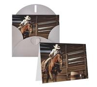 Blank Greetings Card 4'' X 6'' With Envelopes, American West Rodeo Thank You Cards Note Cards Gray All Occasion Cards For Christmas Holidays Birthday Graduation Anniversaries