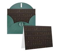 Blank Greetings Card 4'' X 6'' With Envelopes, Ancient Egyptian Hieroglyph Thank You Cards Note Cards Dark Green All Occasion Cards For Christmas Holidays Birthday Graduation Anniversaries