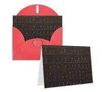 Blank Greetings Card 4'' X 6'' With Envelopes, Ancient Egyptian Hieroglyph Thank You Cards Note Cards Red All Occasion Cards For Christmas Holidays Birthday Graduation Anniversaries