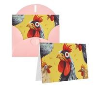 Blank Greetings Card 4'' X 6'' With Envelopes, Art Chicken Painting Thank You Cards Note Cards Pink All Occasion Cards For Christmas Holidays Birthday Graduation Anniversaries