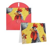 Blank Greetings Card 4'' X 6'' With Envelopes, Art Chicken Painting Thank You Cards Note Cards Red All Occasion Cards For Christmas Holidays Birthday Graduation Anniversaries