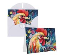 Blank Greetings Card 4'' X 6'' With Envelopes, Art Colorful Chicken Thank You Cards Note Cards White All Occasion Cards For Christmas Holidays Birthday Graduation Anniversaries