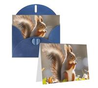 Blank Greetings Card 4'' X 6'' With Envelopes, Autumn Squirrel Thank You Cards Note Cards Blue All Occasion Cards For Christmas Holidays Birthday Graduation Anniversaries