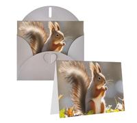 Blank Greetings Card 4'' X 6'' With Envelopes, Autumn Squirrel Thank You Cards Note Cards Gray All Occasion Cards For Christmas Holidays Birthday Graduation Anniversaries