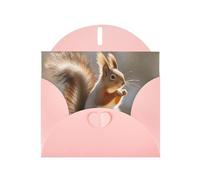 Blank Greetings Card 4'' X 6'' With Envelopes, Autumn Squirrel Thank You Cards Note Cards Pink All Occasion Cards For Christmas Holidays Birthday Graduation Anniversaries