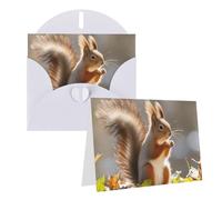 Blank Greetings Card 4'' X 6'' With Envelopes, Autumn Squirrel Thank You Cards Note Cards White All Occasion Cards For Christmas Holidays Birthday Graduation Anniversaries