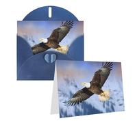 Blank Greetings Card 4'' X 6'' With Envelopes, Bald Eagle Flying Thank You Cards Note Cards Blue All Occasion Cards For Christmas Holidays Birthday Graduation Anniversaries