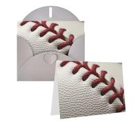 Blank Greetings Card 4'' X 6'' With Envelopes, Baseball Lace Close Up Thank You Cards Note Cards Gray All Occasion Cards For Christmas Holidays Birthday Graduation Anniversaries