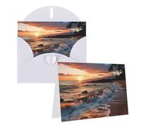 Blank Greetings Card 4'' X 6'' With Envelopes, Beach Maui Hawaii Sunset Sea Waves Clouds Thank You Cards Note Cards White All Occasion Cards For Christmas Holidays Birthday Graduation Anniversaries