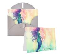 Blank Greetings Card 4'' X 6'' With Envelopes, Beautiful Mermaid Tail Thank You Cards Note Cards Gray All Occasion Cards For Christmas Holidays Birthday Graduation Anniversaries