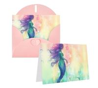 Blank Greetings Card 4'' X 6'' With Envelopes, Beautiful Mermaid Tail Thank You Cards Note Cards Pink All Occasion Cards For Christmas Holidays Birthday Graduation Anniversaries